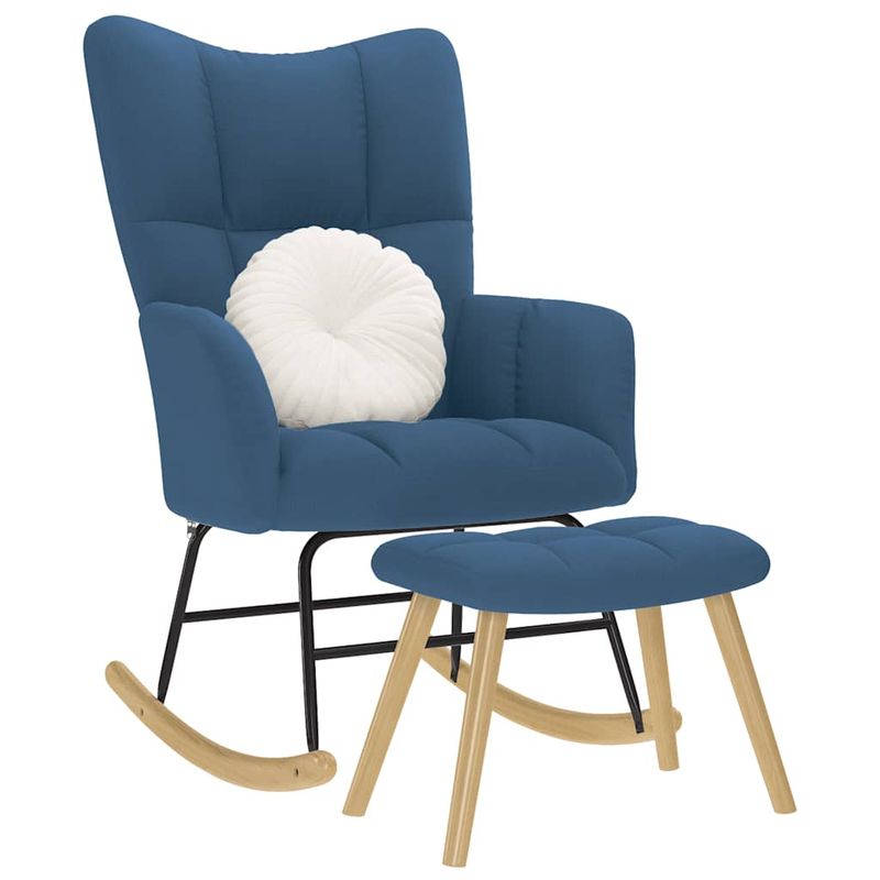 Casa si Gradina - Gradina si terasa - Balansoare si hamace - Balansoare - Scaun balansoar cu taburet, albastru, material textil, model cu scăunel pentru picioare - Infinity.ro