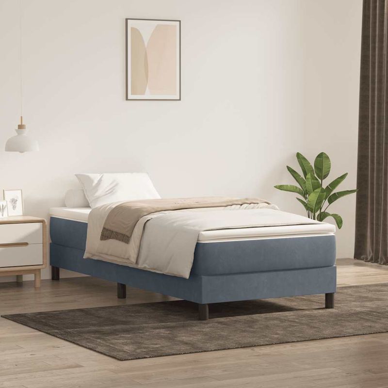 Casa si Gradina - Mobilier - Paturi si accesorii - Paturi - Pat cu arcuri fara saltea Gri inchis 90x220 cm catifea - Infinity.ro