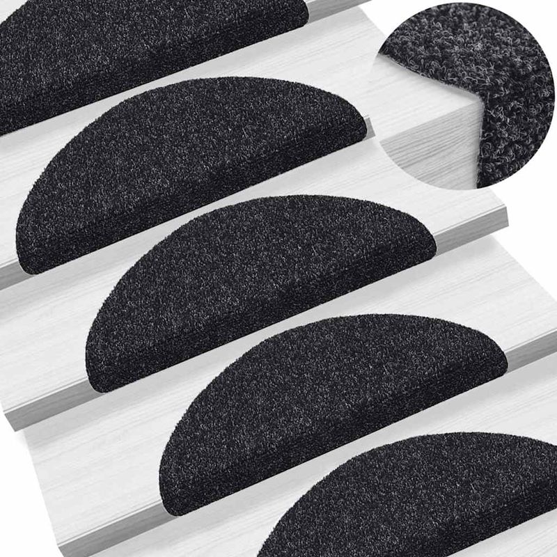 Casa si Gradina - Textile si covoare - Covoare - Covoare casa - Covorase scara autoadezive 30 buc Negru 56x17x3 cm - Infinity.ro