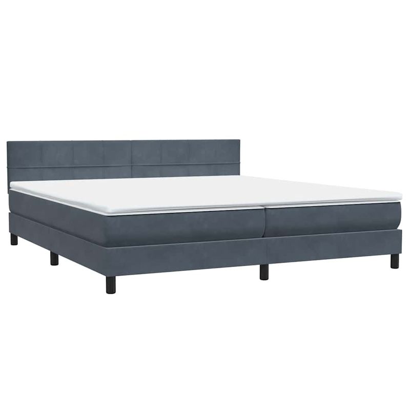 Casa si Gradina - Mobilier - Paturi si accesorii - Paturi - Pat box spring cu saltea, gri inchis, 180x210 cm, catifea - Infinity.ro