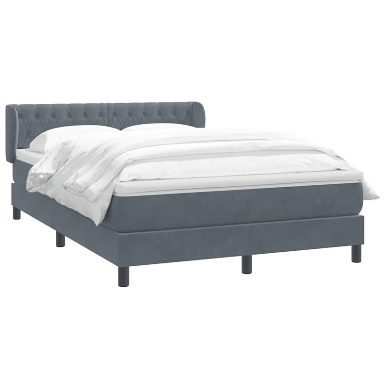 Casa si Gradina - Mobilier - Paturi si accesorii - Paturi - Pat box spring cu saltea, gri inchis, 140x220 cm, catifea - Infinity.ro