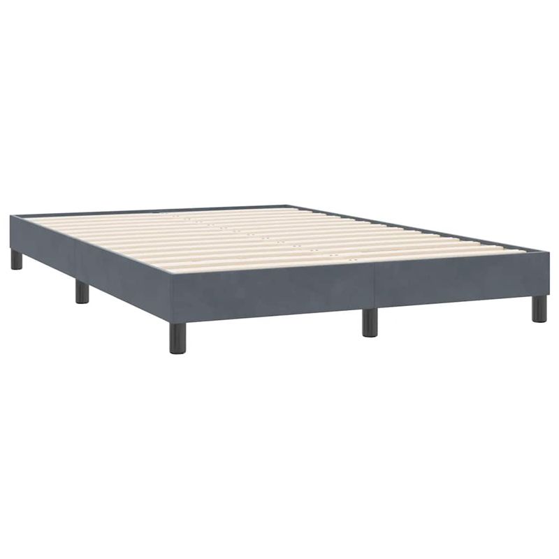 Casa si Gradina - Mobilier - Paturi si accesorii - Paturi - Pat box spring cu saltea, gri inchis, 140x220 cm, catifea - Infinity.ro