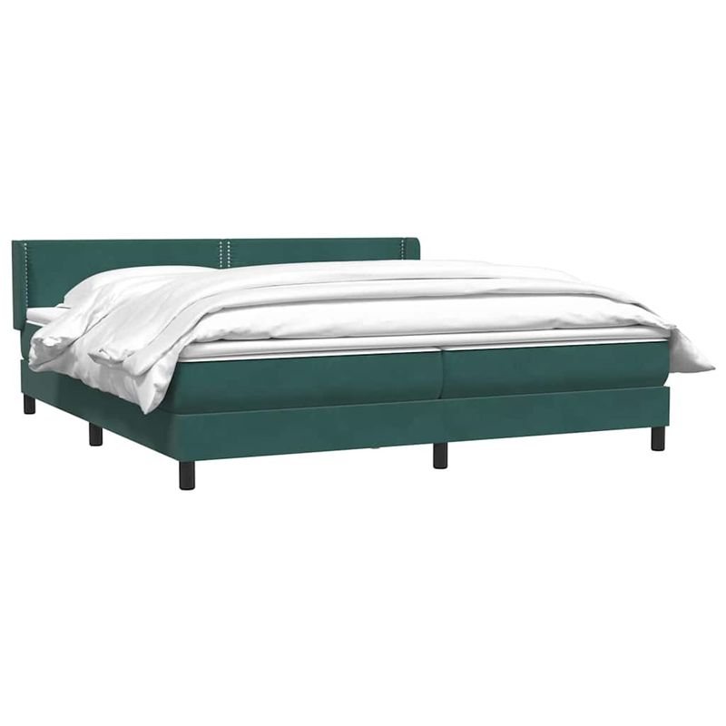 Casa si Gradina - Mobilier - Paturi si accesorii - Paturi - Pat box spring cu saltea, verde inchis, 180x220 cm, catifea - Infinity.ro