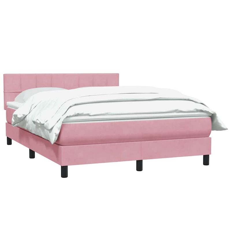 Casa si Gradina - Mobilier - Paturi si accesorii - Paturi - Pat box spring cu saltea, roz, 160x220 cm, catifea - Infinity.ro
