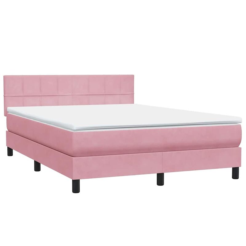 Casa si Gradina - Mobilier - Paturi si accesorii - Paturi - Pat box spring cu saltea, roz, 160x220 cm, catifea - Infinity.ro