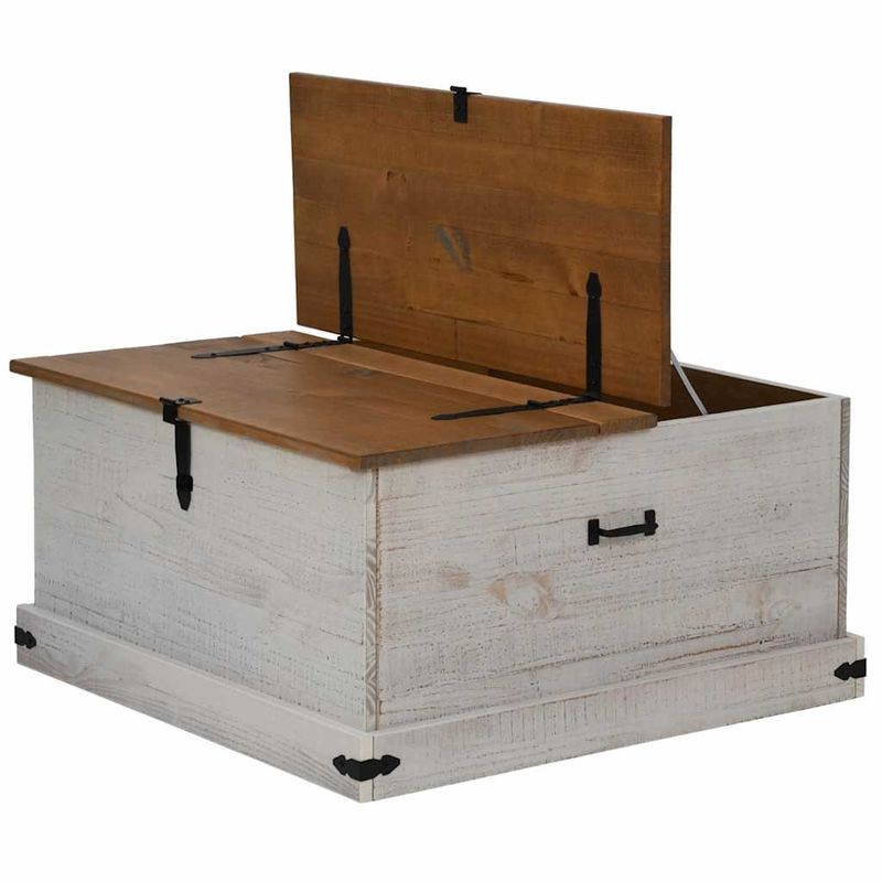 Casa si Gradina - Mobilier - Organizare si depozitare - Cutii depozitare - Cufa de depozitare HALDEN alb 91x91x47 cm lemn masiv de pin - Infinity.ro