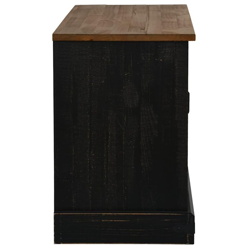 Casa si Gradina - Mobilier - Comode si corpuri - Comode - Dulap TV HALDEN cu usa glisanta negru 110x40x60 cm lemn masiv - Infinity.ro