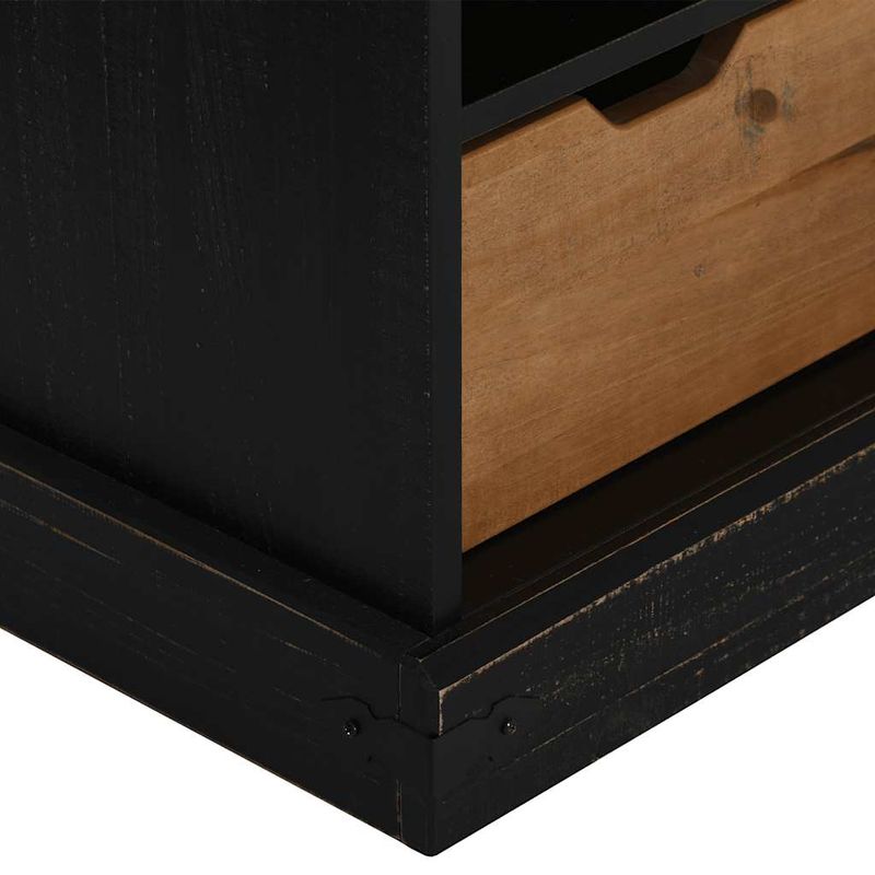 Casa si Gradina - Mobilier - Comode si corpuri - Comode - Dulap TV HALDEN cu usa glisanta negru 110x40x60 cm lemn masiv - Infinity.ro