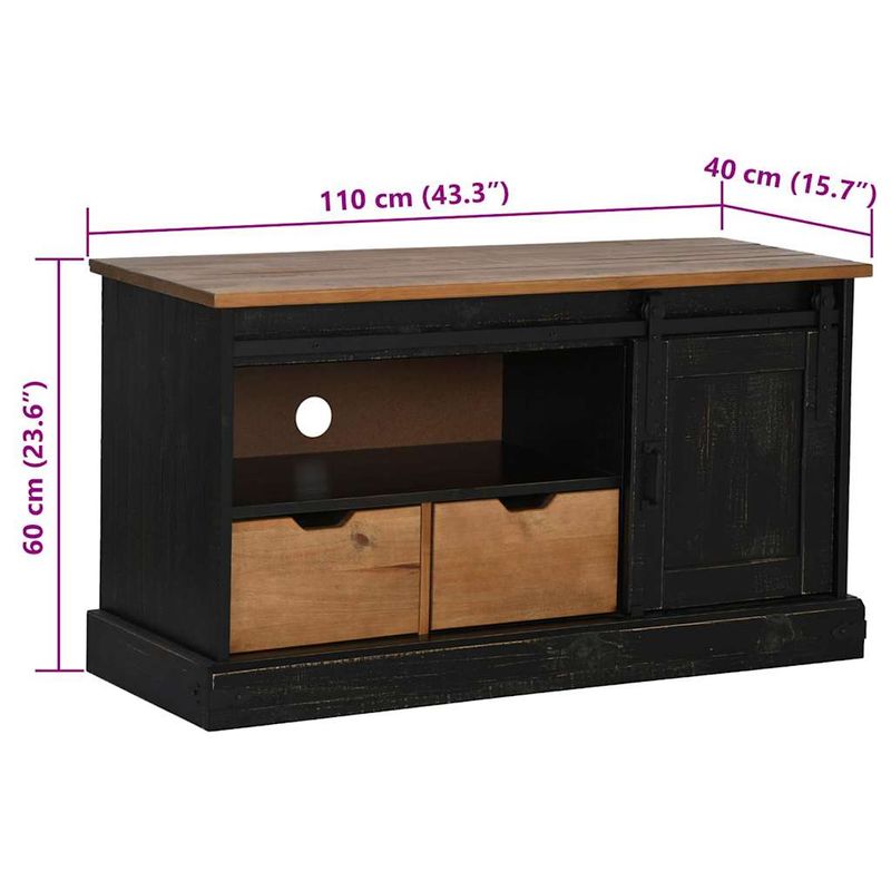 Casa si Gradina - Mobilier - Comode si corpuri - Comode - Dulap TV HALDEN cu usa glisanta negru 110x40x60 cm lemn masiv - Infinity.ro