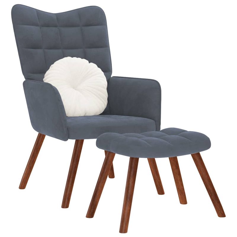 Casa si Gradina - Mobilier - Scaune si fotolii - Fotolii - Fotoliu de relaxare cu taburet, gri inchis, catifea - Infinity.ro