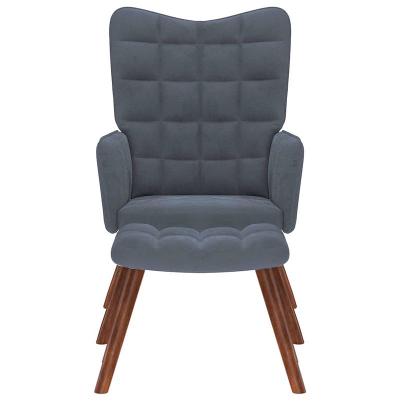 Casa si Gradina - Mobilier - Scaune si fotolii - Fotolii - Fotoliu de relaxare cu taburet, gri inchis, catifea - Infinity.ro