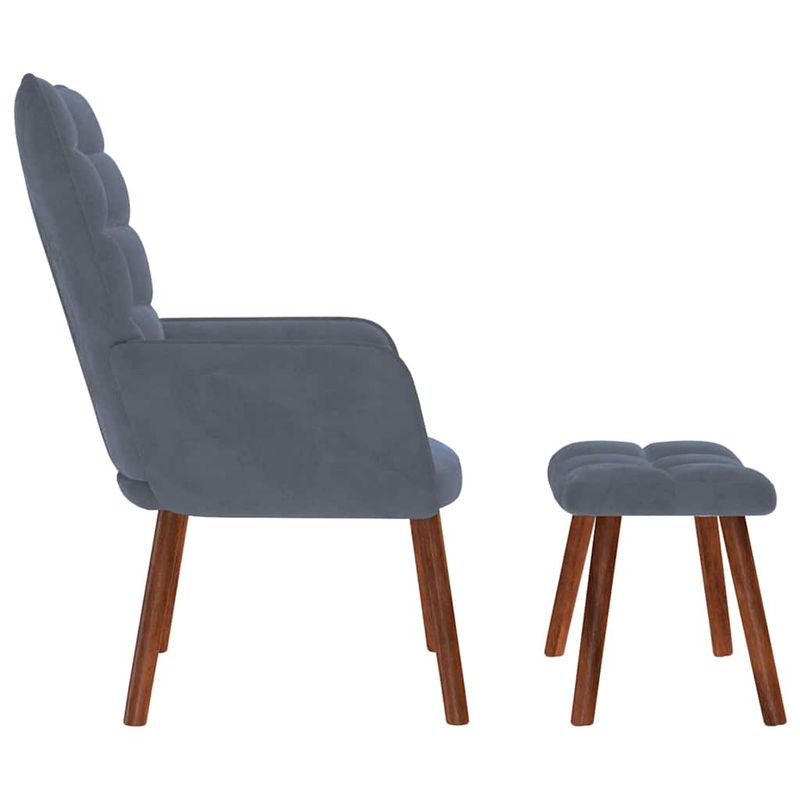 Casa si Gradina - Mobilier - Scaune si fotolii - Fotolii - Fotoliu de relaxare cu taburet, gri inchis, catifea - Infinity.ro