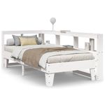 Casa si Gradina - Mobilier - Paturi si accesorii - Paturi - Pat cu biblioteca fara saltea, alb, 90x200 cm, lemn masiv pin - Infinity.ro