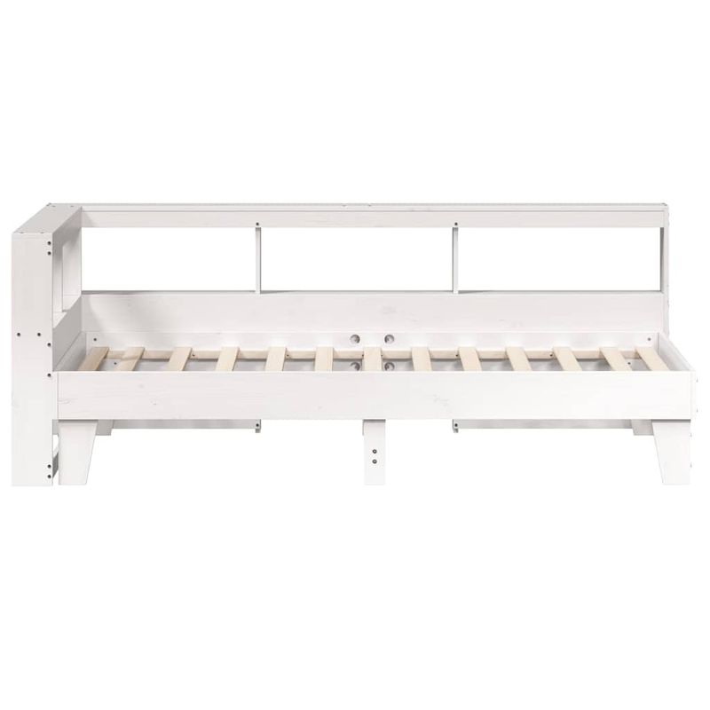 Casa si Gradina - Mobilier - Paturi si accesorii - Paturi - Pat cu biblioteca fara saltea, alb, 90x200 cm, lemn masiv pin - Infinity.ro