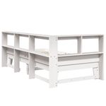 Casa si Gradina - Mobilier - Paturi si accesorii - Paturi - Pat cu biblioteca fara saltea, alb, 90x200 cm, lemn masiv pin - Infinity.ro