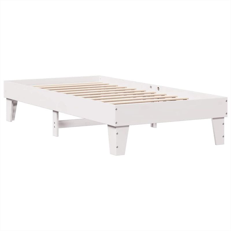 Casa si Gradina - Mobilier - Paturi si accesorii - Paturi - Pat cu biblioteca fara saltea, alb, 90x200 cm, lemn masiv pin - Infinity.ro