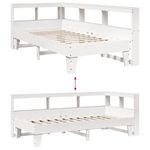 Casa si Gradina - Mobilier - Paturi si accesorii - Paturi - Pat cu biblioteca fara saltea, alb, 90x200 cm, lemn masiv pin - Infinity.ro