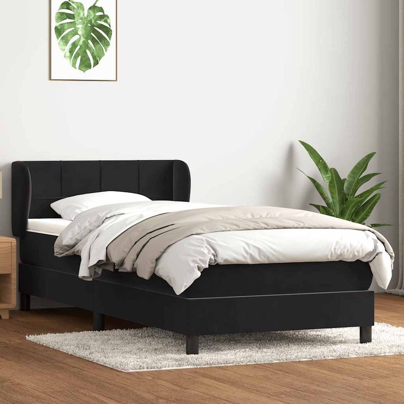 Casa si Gradina - Mobilier - Paturi si accesorii - Paturi - Pat box spring cu saltea, negru, 80x220 cm, catifea - Infinity.ro