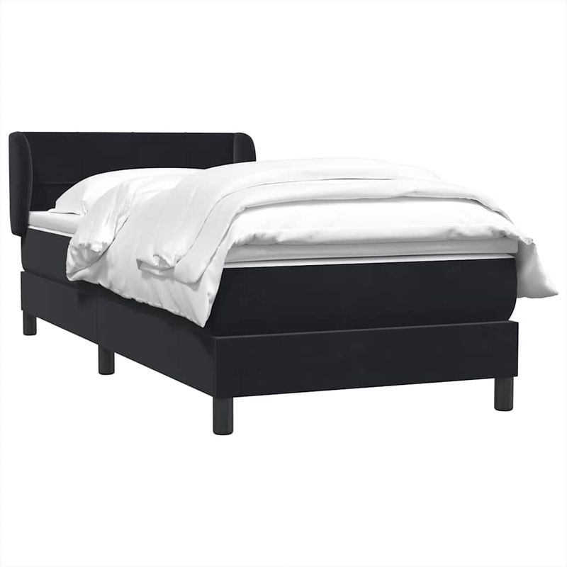 Casa si Gradina - Mobilier - Paturi si accesorii - Paturi - Pat box spring cu saltea, negru, 80x220 cm, catifea - Infinity.ro