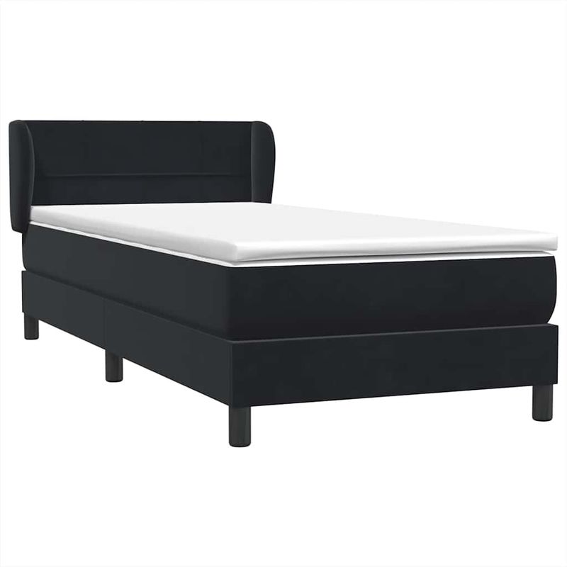 Casa si Gradina - Mobilier - Paturi si accesorii - Paturi - Pat box spring cu saltea, negru, 80x220 cm, catifea - Infinity.ro