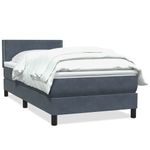 Casa si Gradina - Mobilier - Paturi si accesorii - Paturi - Pat box spring cu saltea, gri inchis, 90x220 cm, catifea - Infinity.ro