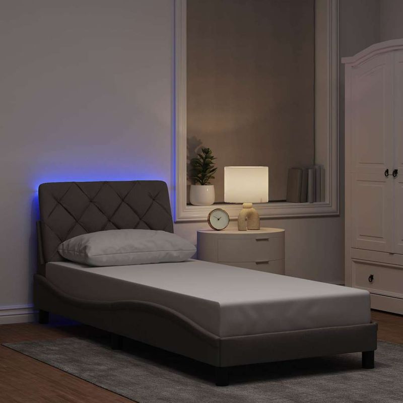 Casa si Gradina - Mobilier - Paturi si accesorii - Paturi - Cadru de pat cu LED fara saltea Taupe 90x190 cm Material - Infinity.ro