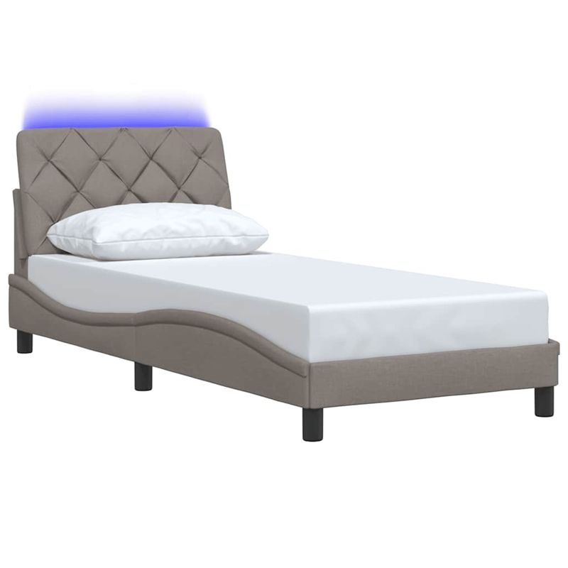 Casa si Gradina - Mobilier - Paturi si accesorii - Paturi - Cadru de pat cu LED fara saltea Taupe 90x190 cm Material - Infinity.ro