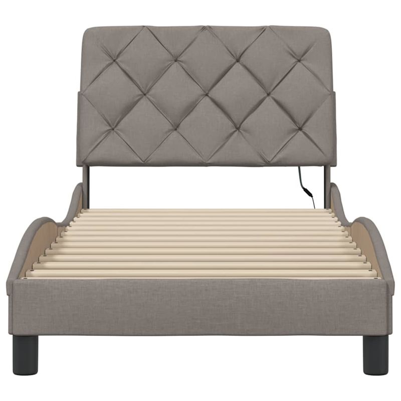 Casa si Gradina - Mobilier - Paturi si accesorii - Paturi - Cadru de pat cu LED fara saltea Taupe 90x190 cm Material - Infinity.ro