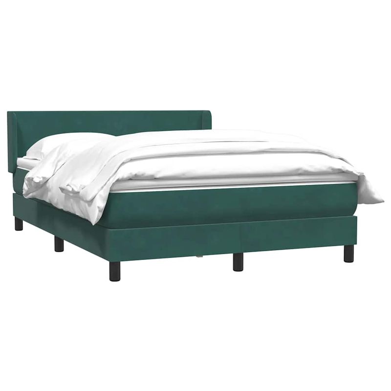 Casa si Gradina - Mobilier - Paturi si accesorii - Paturi - Pat box spring cu saltea, verde inchis, 160x220 cm, catifea - Infinity.ro