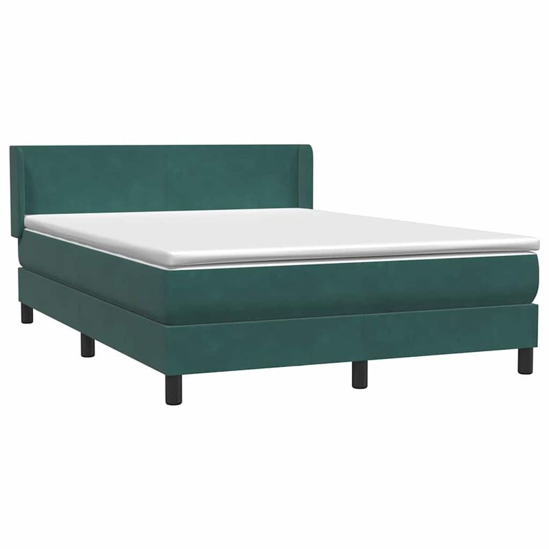 Casa si Gradina - Mobilier - Paturi si accesorii - Paturi - Pat box spring cu saltea, verde inchis, 160x220 cm, catifea - Infinity.ro