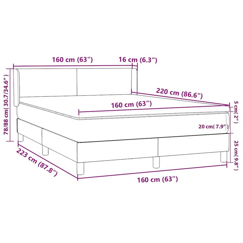 Casa si Gradina - Mobilier - Paturi si accesorii - Paturi - Pat box spring cu saltea, verde inchis, 160x220 cm, catifea - Infinity.ro
