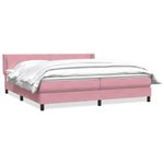 Casa si Gradina - Mobilier - Paturi si accesorii - Paturi - Pat box spring cu saltea, roz, 180x210 cm, catifea - Infinity.ro