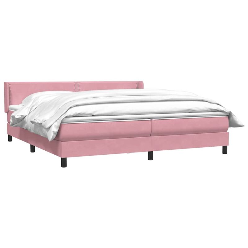 Casa si Gradina - Mobilier - Paturi si accesorii - Paturi - Pat box spring cu saltea, roz, 180x210 cm, catifea - Infinity.ro