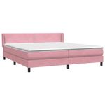 Casa si Gradina - Mobilier - Paturi si accesorii - Paturi - Pat box spring cu saltea, roz, 180x210 cm, catifea - Infinity.ro