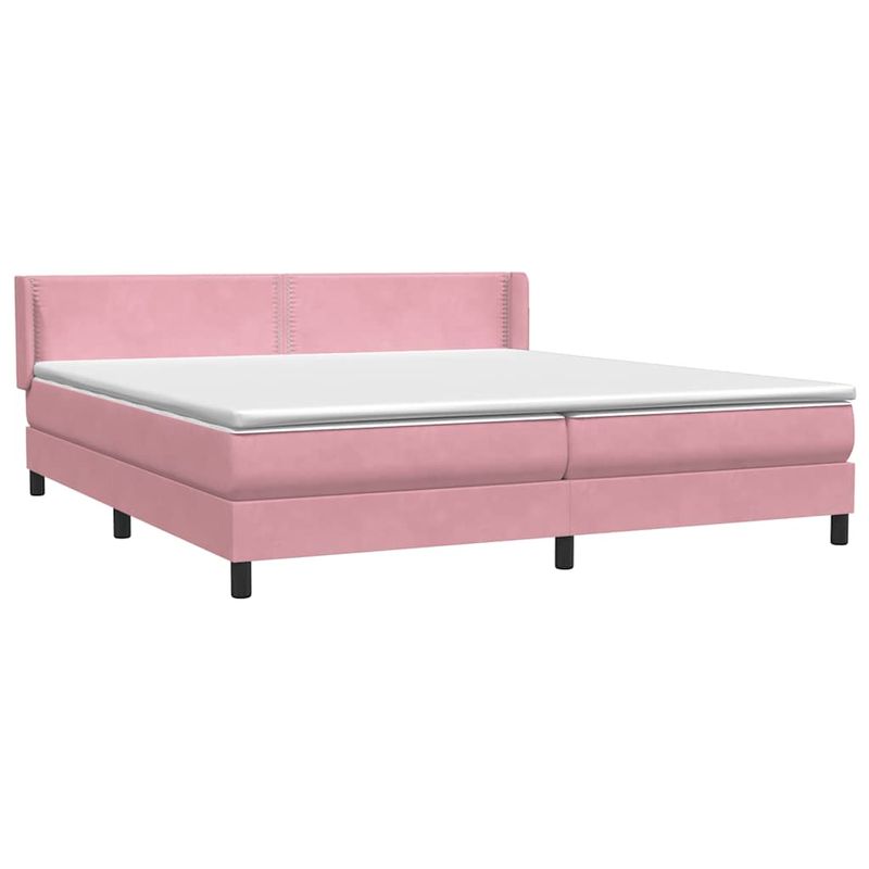 Casa si Gradina - Mobilier - Paturi si accesorii - Paturi - Pat box spring cu saltea, roz, 180x210 cm, catifea - Infinity.ro