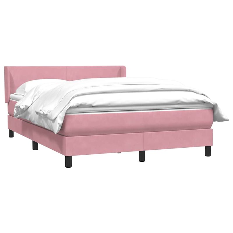 Casa si Gradina - Mobilier - Paturi si accesorii - Paturi - Pat box spring cu saltea, roz, 160x220 cm, catifea - Infinity.ro