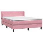Casa si Gradina - Mobilier - Paturi si accesorii - Paturi - Pat box spring cu saltea, roz, 160x220 cm, catifea - Infinity.ro
