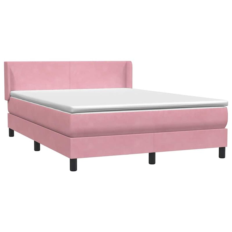Casa si Gradina - Mobilier - Paturi si accesorii - Paturi - Pat box spring cu saltea, roz, 160x220 cm, catifea - Infinity.ro