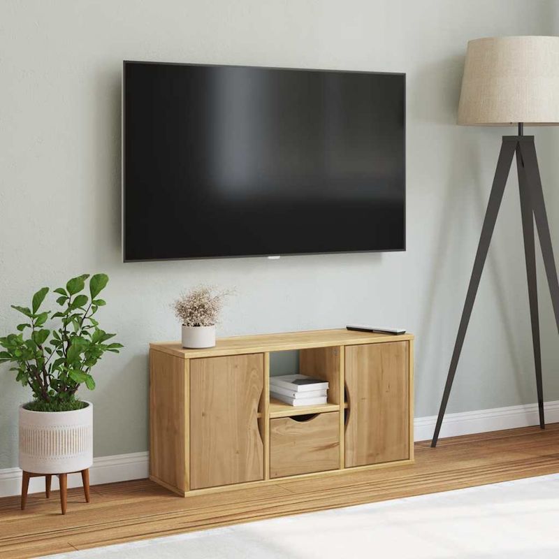Casa si Gradina - Mobilier - Comode si corpuri - Comode - Dulap TV cu sertar „ODDA” 79x24x40 cm lemn masiv de pin - Infinity.ro