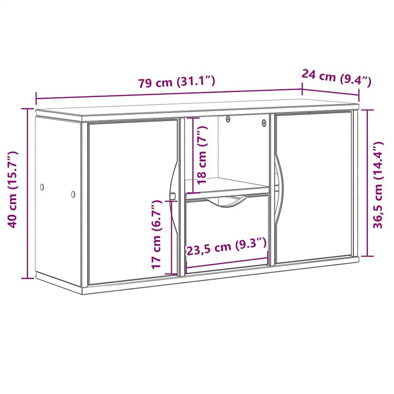 Casa si Gradina - Mobilier - Comode si corpuri - Comode - Dulap TV cu sertar „ODDA” 79x24x40 cm lemn masiv de pin - Infinity.ro