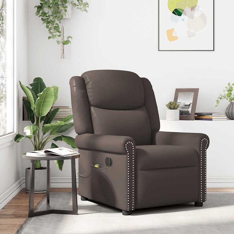 Ingrijire personala si Cosmetice - Sanatate si wellness - Articole wellness - Fotolii de masaj - Fotoliu de masaj, maro, piele ecologica lucioasa - Infinity.ro