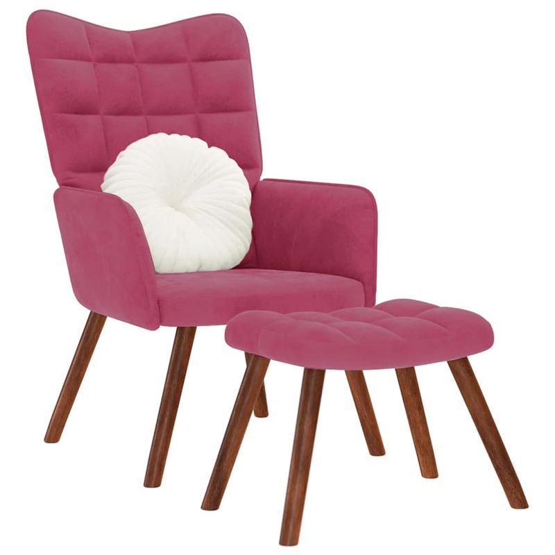 Casa si Gradina - Mobilier - Scaune si fotolii - Fotolii - Fotoliu de relaxare cu taburet, rosu vin, catifea - Infinity.ro