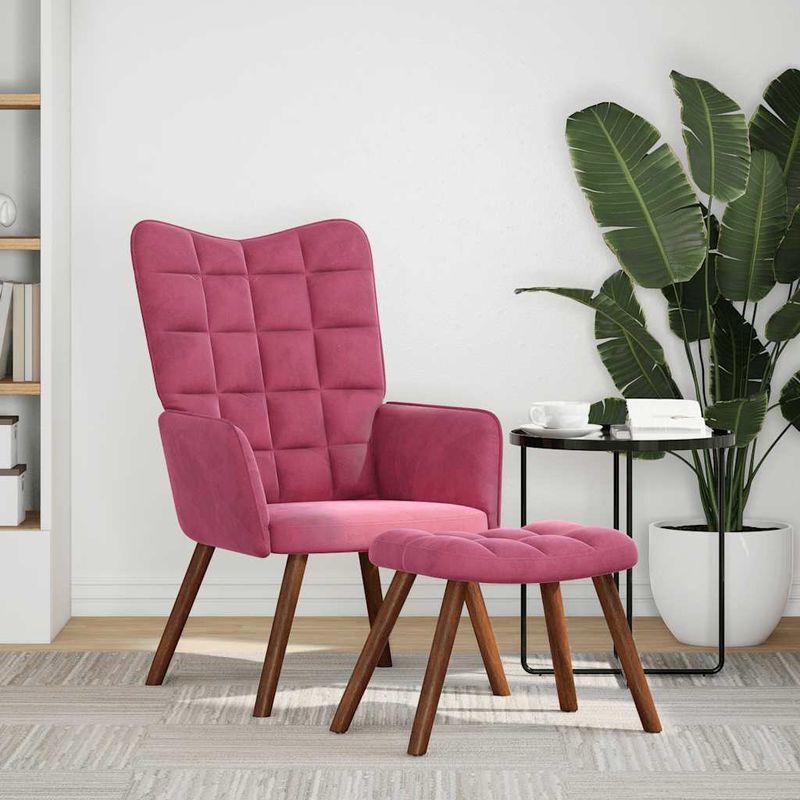Casa si Gradina - Mobilier - Scaune si fotolii - Fotolii - Fotoliu de relaxare cu taburet, rosu vin, catifea - Infinity.ro