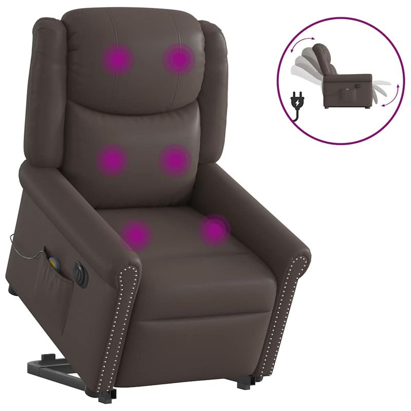 Ingrijire personala si Cosmetice - Sanatate si wellness - Articole wellness - Fotolii de masaj - Scaun electric de masaj in picioare maro stralucitor - Infinity.ro