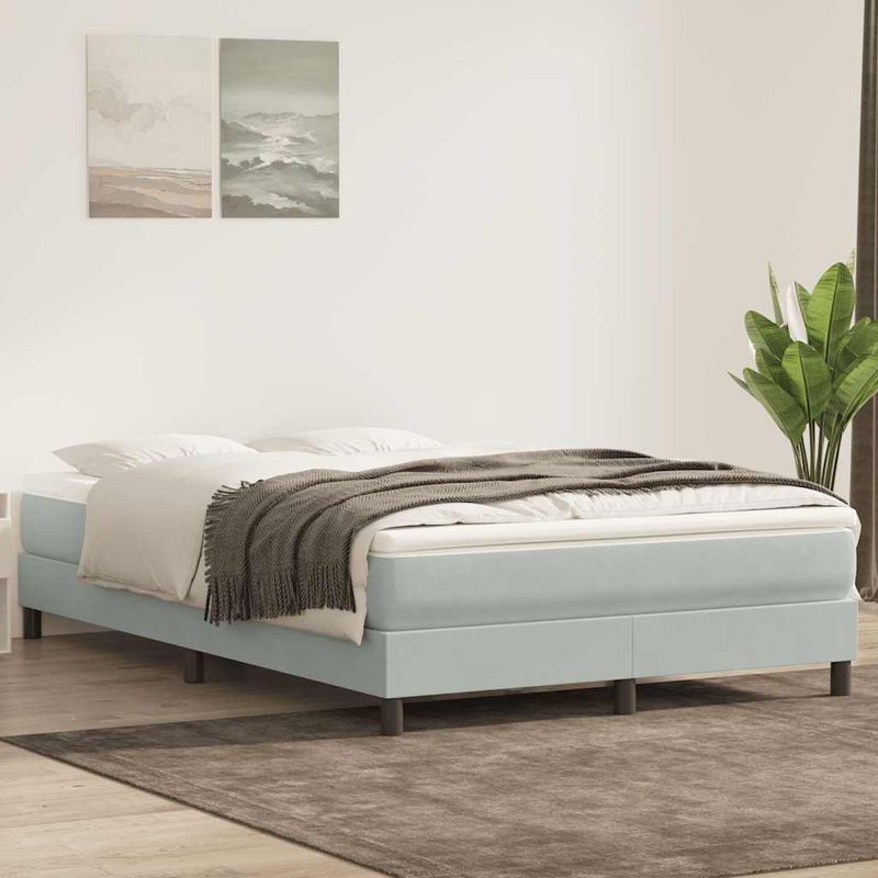 Casa si Gradina - Mobilier - Paturi si accesorii - Paturi - Pat cu arcuri fara saltea gri deschis 140x220 cm catifea - Infinity.ro