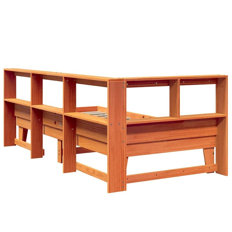 Casa si Gradina - Mobilier - Paturi si accesorii - Paturi - Pat biblioteca fara saltea maro ceruit 75x190 cm lemn masiv pin - Infinity.ro