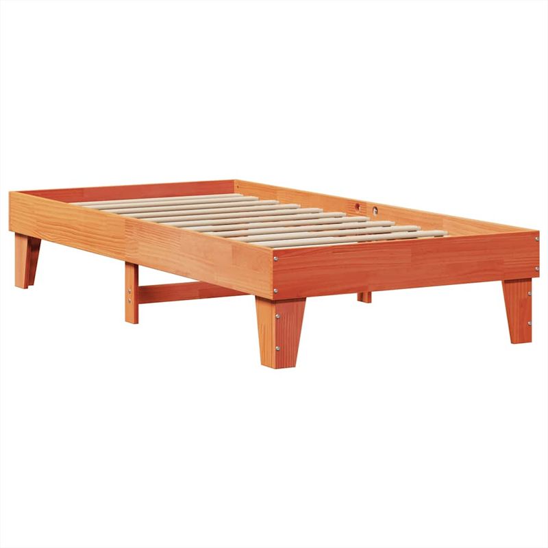 Casa si Gradina - Mobilier - Paturi si accesorii - Paturi - Pat biblioteca fara saltea maro ceruit 75x190 cm lemn masiv pin - Infinity.ro