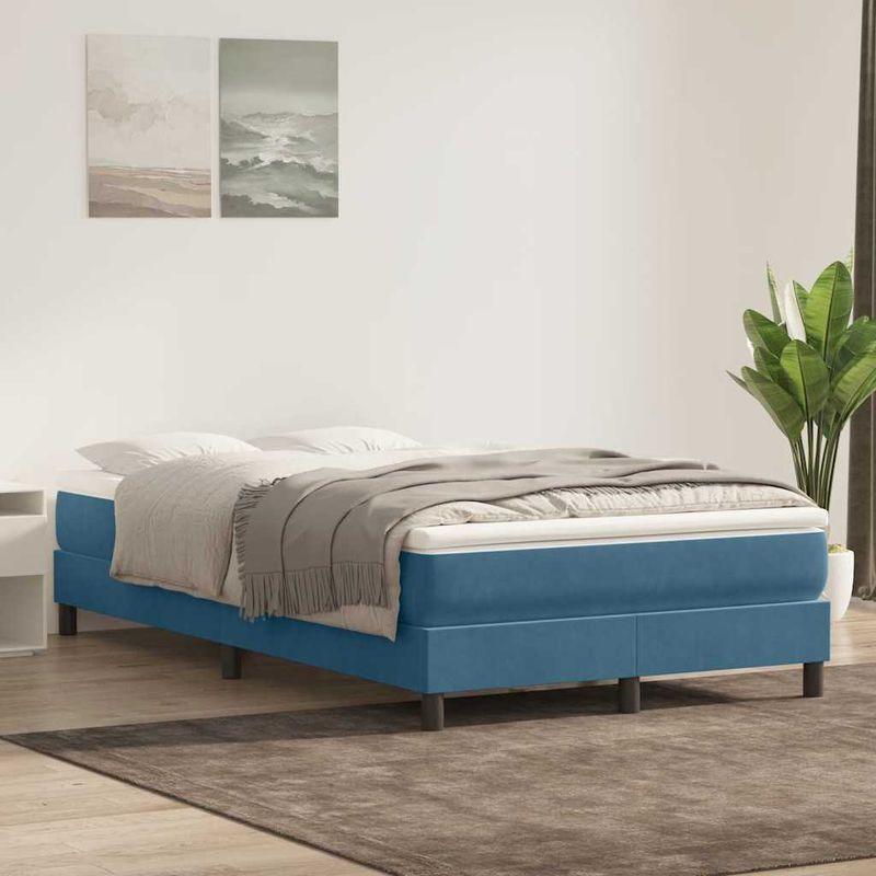 Casa si Gradina - Mobilier - Paturi si accesorii - Paturi - Pat cu arcuri fara saltea Albastru inchis 120x220 cm catifea - Infinity.ro