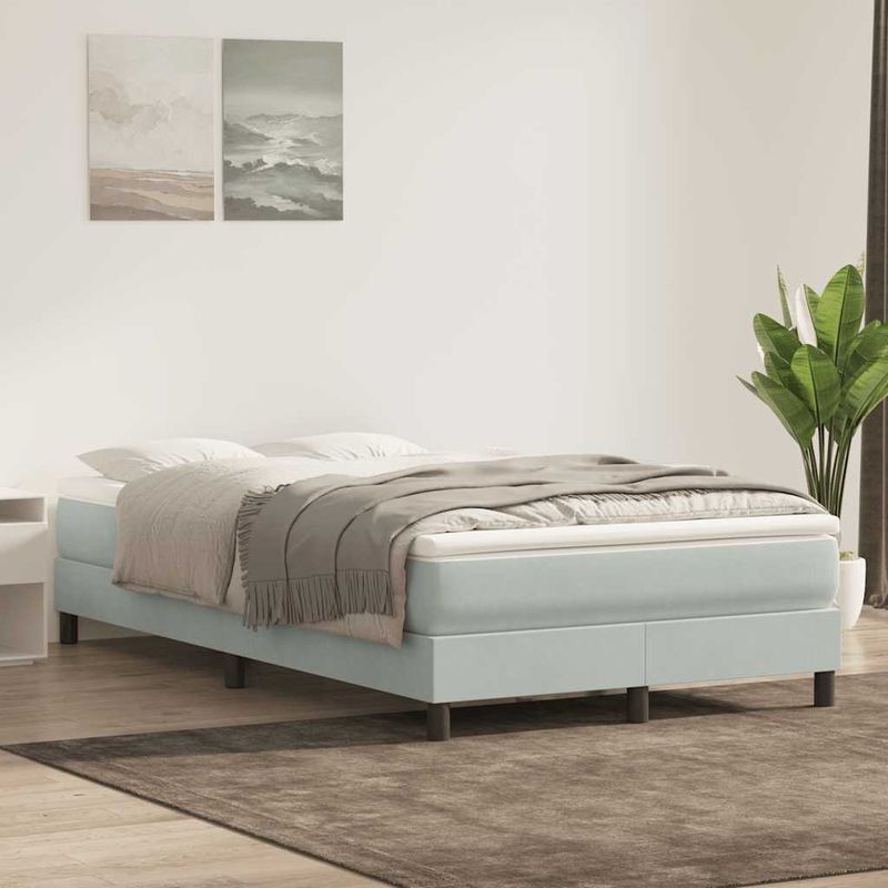 Casa si Gradina - Mobilier - Paturi si accesorii - Paturi - Pat cu arcuri fara saltea gri deschis 120x220 cm catifea - Infinity.ro