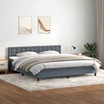 Casa si Gradina - Mobilier - Paturi si accesorii - Paturi - Pat box spring cu saltea, gri inchis, 180x220 cm, catifea - Infinity.ro